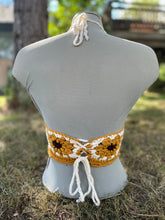 Load image into Gallery viewer, no. 12 Sunflower granny square V-neck halter top
